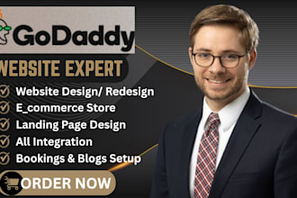 godaddy website design, redesign godaddy, landing page, seo, website development
