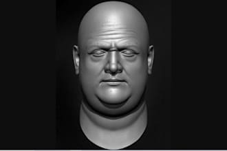 model realistic 3d character head sculpt, digital double and detailed face model