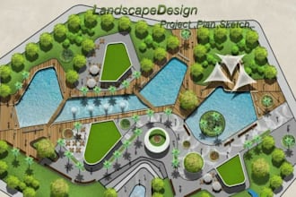 create a detailed 2d backyard site plan and landscape design
