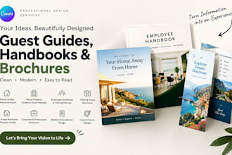 create canva airbnb guest guide welcome book employee handbook trifold brochure