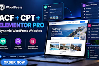 build a dynamic wordpress website with acf, cpt, custom fields and elementor pro