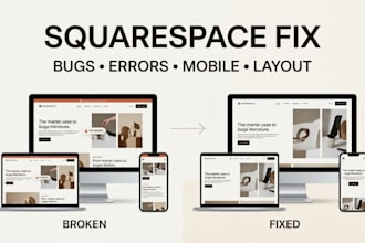 fix squarespace website bugs errors layout and responsiveness