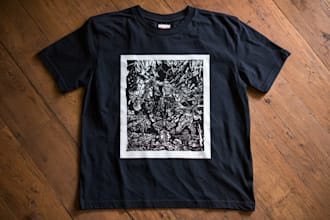 create linocut t shirt design for brand