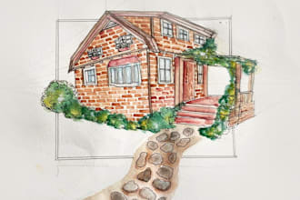 illustrate hand drawn with unique water colour arts