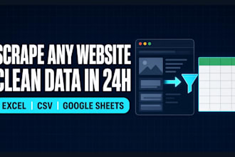 scrape any website and deliver clean data in excel, CSV or google sheets