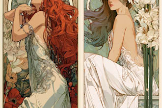 create illustrations in art nouveau style