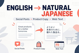 translate english social posts, product copy and web text into natural japanese