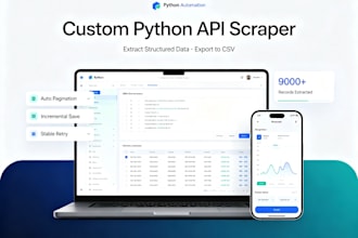 build python api scraper to extract web and mobile app data and export to csv