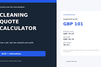 build an excel cleaning quote and job profit calculator