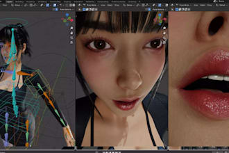 perfect character weight paint 3d model rigging skinning, facial rig blendshape