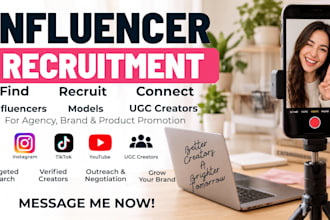 find and recruit influencers models ugc creators for brand product promotion