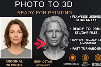 turn your photo into a realistic 3d head sculpt stl for 3d printing model