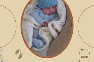 design cute baby birth announcement card with photo
