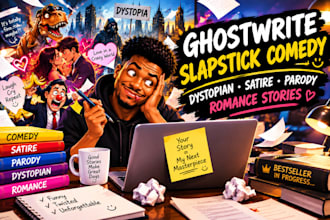 ghostwrite slapstick writing dystopian ebook satire parody romance stories
