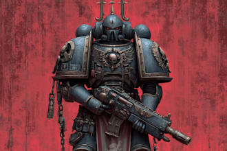 create epic grimdark sci fi character art inspired by warhammer 40k