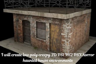 create low poly creepy 3d ps1 ps2 psx n64 horror haunted house and environments