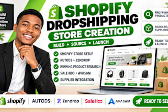 create shopify dropshipping store via zendrop autods, salehoo, avasam