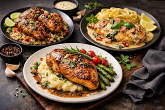 cook delicious chicken recipes with professional food presentation