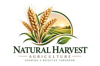 design a professional  grain, agriculture, farm, or bakery wheat logo