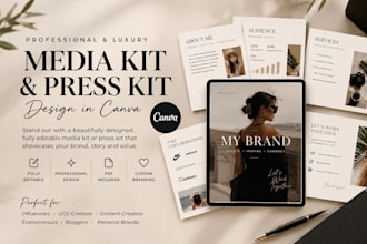 design a luxury editable media kit and press kit in canva
