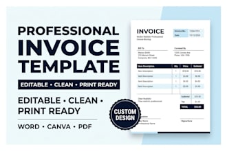 design a professional editable invoice template in word or canva
