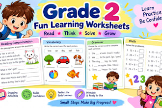 design professional educational worksheets for kids