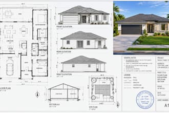 draw city permit blueprints, autocad 2d floor plan, house patio, adu garage deck