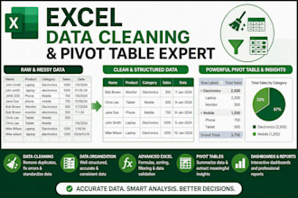 do excel data cleaning, excel data processing, data analysis