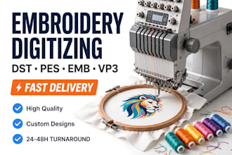 do custom embroidery digitizing logo to dst pes