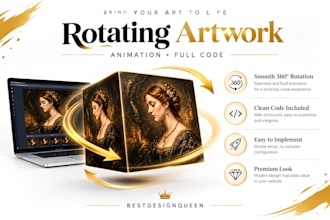 create 3d rotating digital artwork