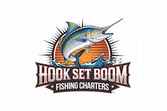 create graceful and fantastic fishing logo design
