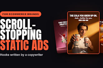 design ecommerce static ads and facebook ad creatives for shopify brands