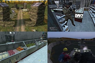 build custom dayz bases,dayz server with factions, traders and boosted loot, map
