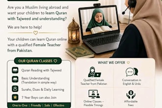 professional online quran tutor for females and kids