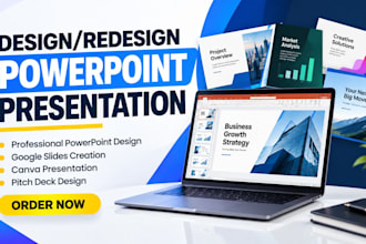 design an editable powerpoint, google slides, canva and pitch deck presentation