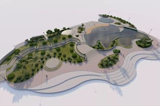 render 3d modern golf simulator,mini landscape golf course,park terrain,golfcart