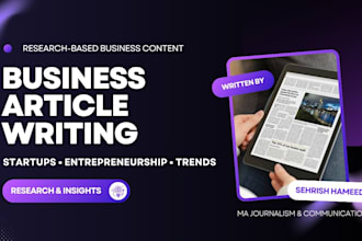 research and write professional business articles for blogs and websites