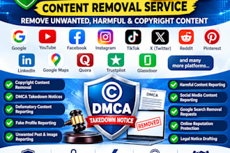 remove copyright, harassment, defamation infringement content under dmca