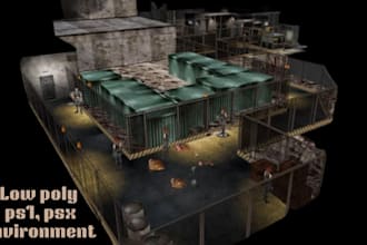 create ps1 ps2 psx n64 low poly 3d horror game environments map psx game assets