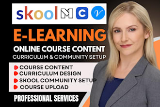 be your skool community manager, elearning skool course setup, skool upload