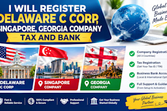 register delaware c corp, singapore, georgia company, tax and bank