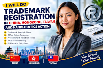 do trademark registration in china, hongkong, taiwan and handle office account