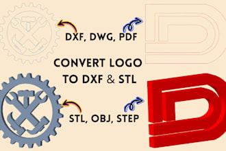 convert your logo into dxf, dwg, stl, step or obj file