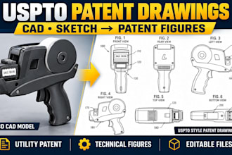 create uspto patent drawings, utility patent figures from cad sketches invention
