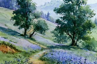 hand paint a watercolor or acrylic landscape