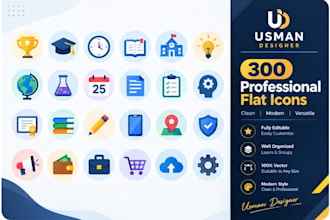 design that custom and flat icon set for your app