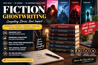ghostwrite a bestselling fictional story for romance, fantasy, horror, thriller