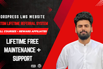 build a tutor lms website with a custom lifetime referral system