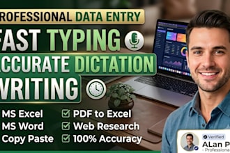 accurate data entry clerk, fast typing , dictation writing