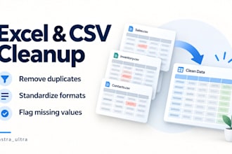 clean excel and CSV data, remove duplicates and flag errors